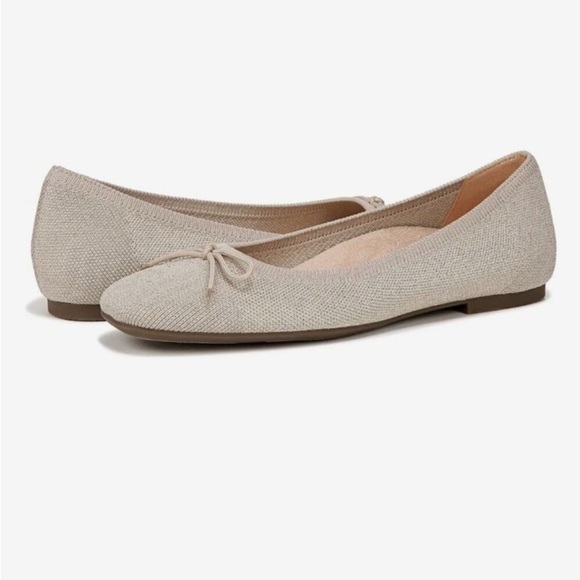 Vionic Klara Knit Ballet Flat Women's US 9.5 Gold Square Toe Bow Slip-on Shoes - Picture 1 of 16